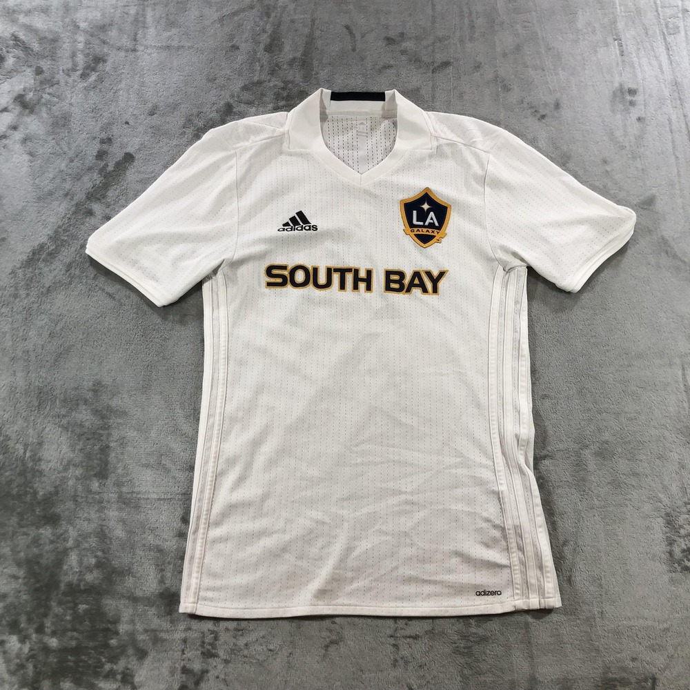 LA Galaxy Jersey Mens Small White MLS Soccer Adidas South Bay 28 Adizero Game